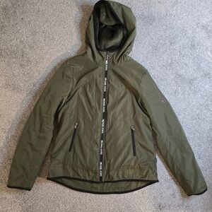 Michael Kors Dark Olive Green Women's Size Medium Fleece Lined Zip Front EUC